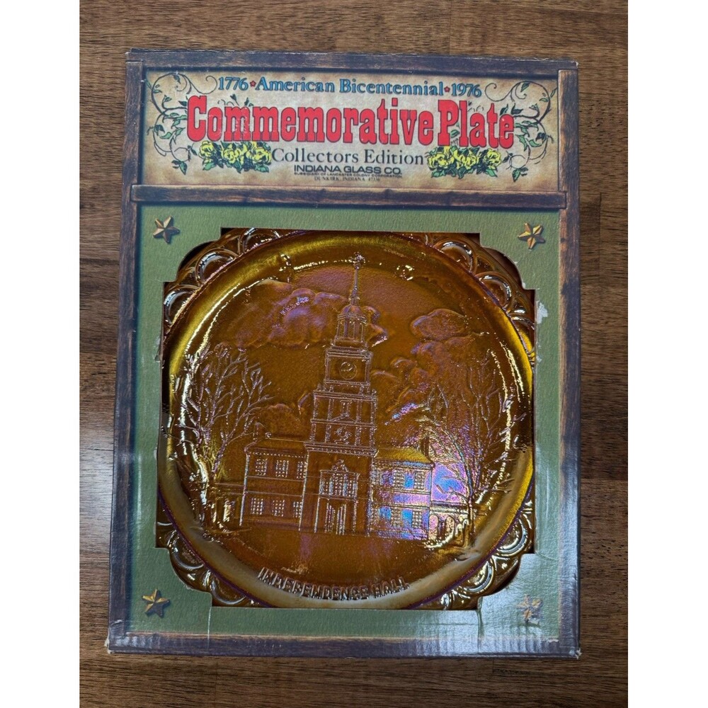 Indiana Glass Co 1976 Bicentennial Gold Carnival Plate MPN 1965